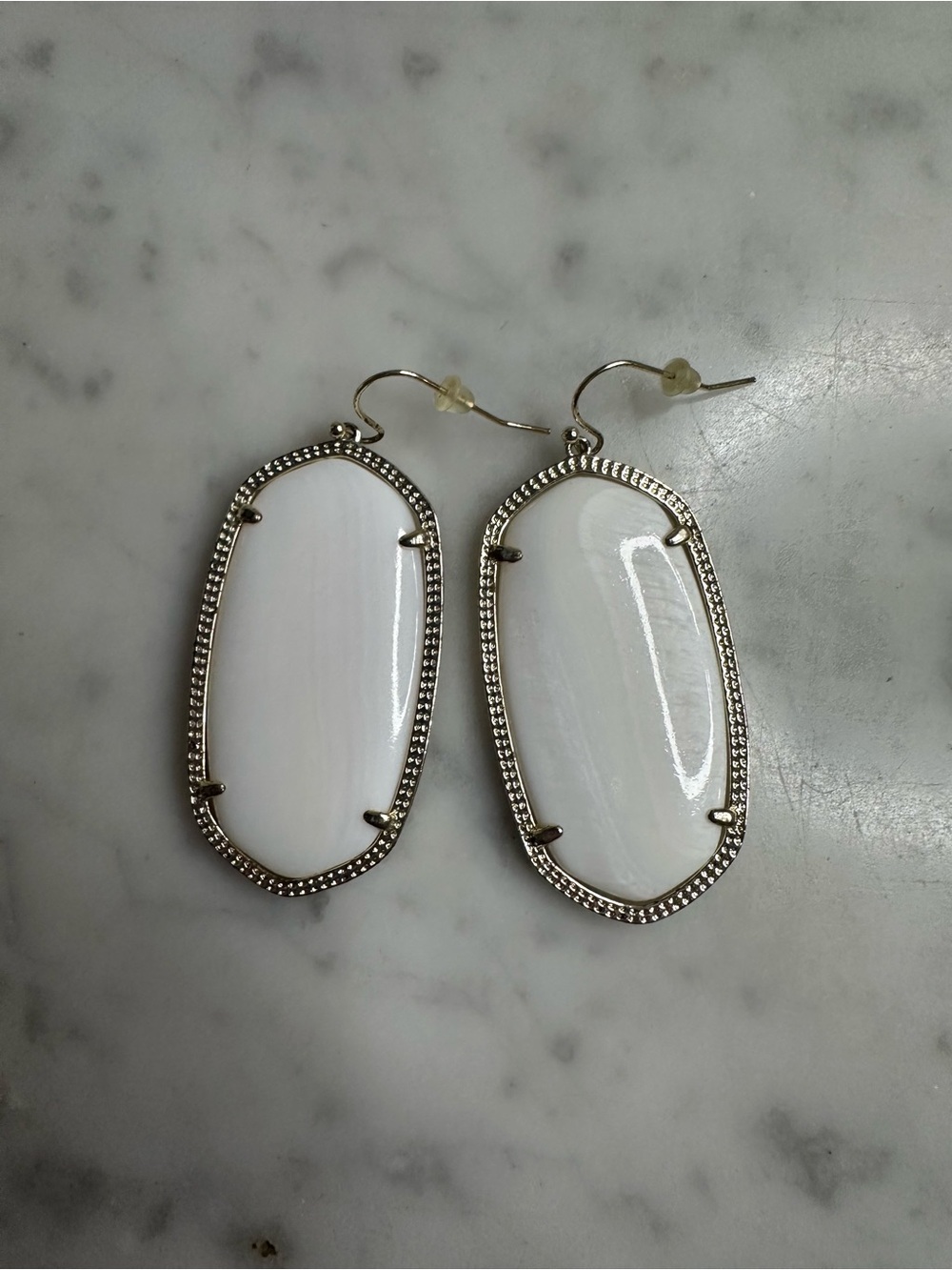 Kendra Scott White Gold Drop Statement Earrings